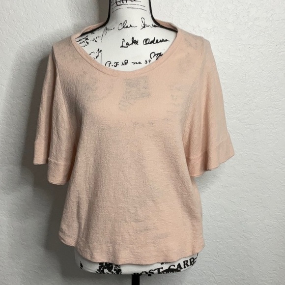 33- Madewell EUC Tan Short Sleeve Top Size Large. 100% Cotton. Pit to pit 21” - Picture 2 of 7